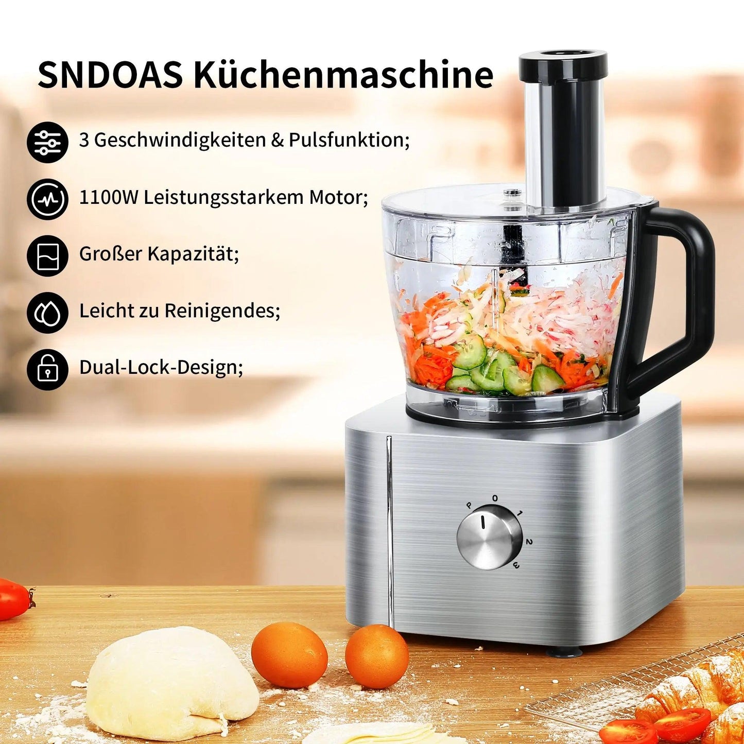 TopStrong 1100W 3.2L+1.5L Three speed food processor YYFP405 - Buy Cheaply Furniture
