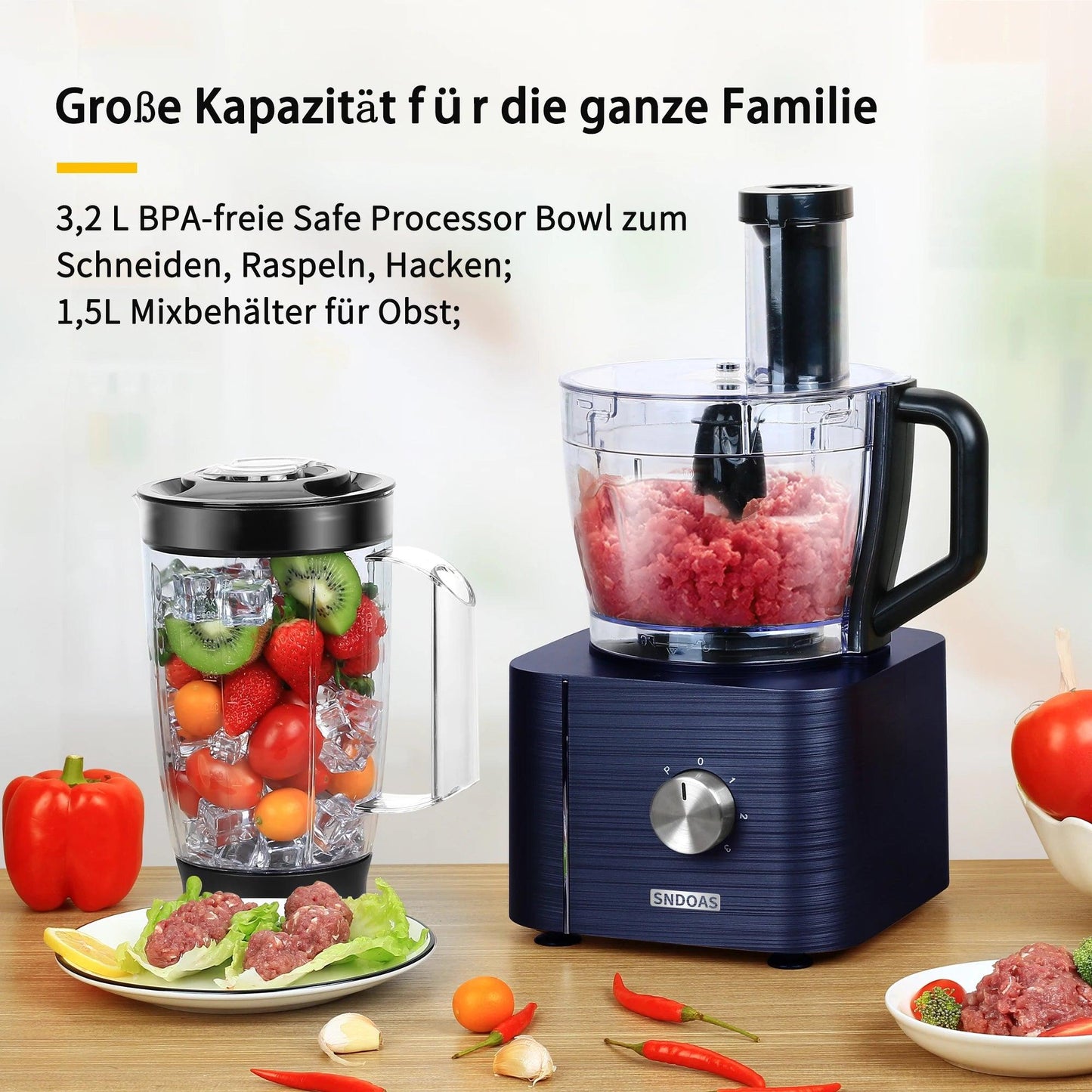 TopStrong 1100W 3.2L+1.5L Three speed food processor YYFP405 - Buy Cheaply Furniture