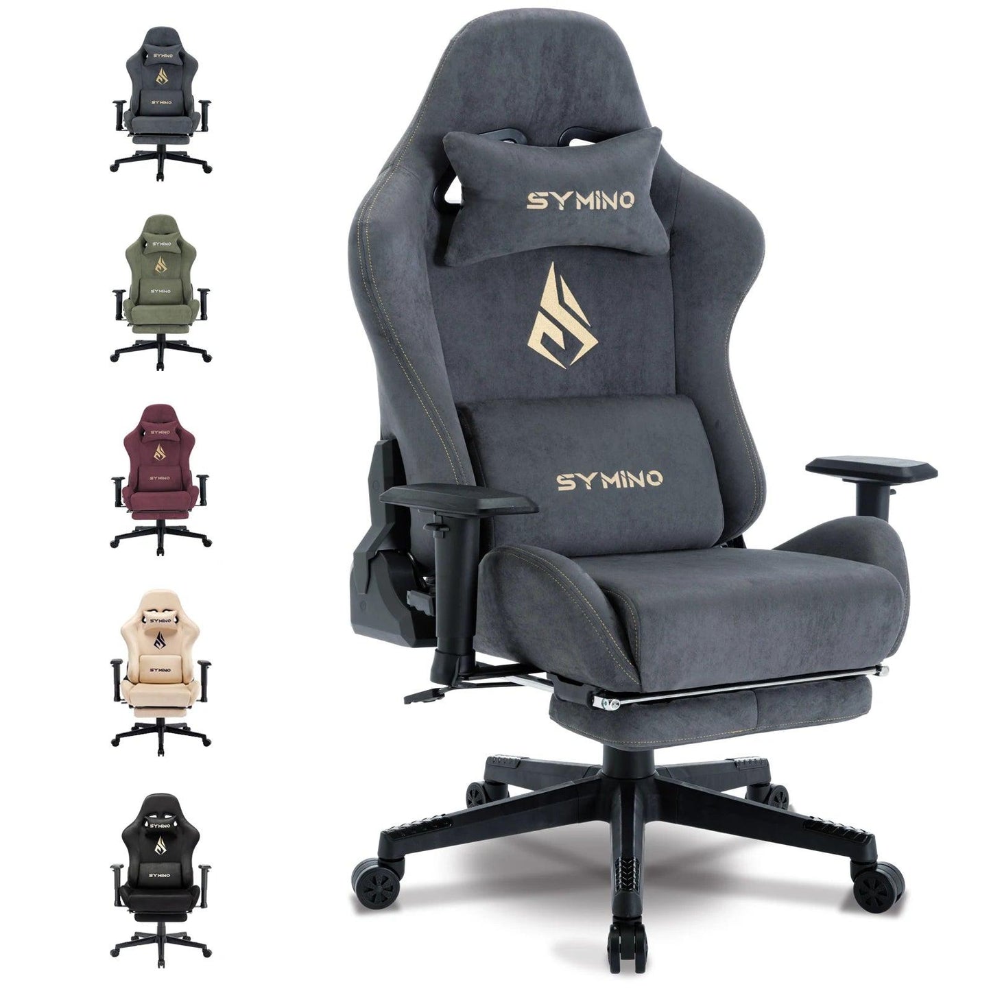 Symino Gaming Chair, Ergonomic Gamer Chair with Footrest, Breathable PC Chair with Adjustable Lumbar Cushion, Headrest Cushion - Buy Cheaply Furniture