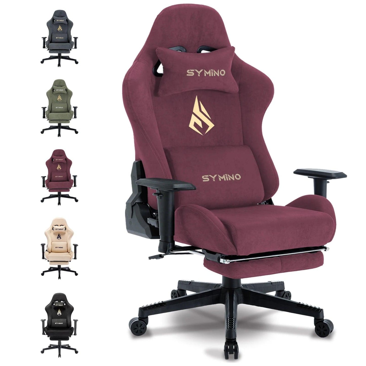 Symino Gaming Chair, Ergonomic Gamer Chair with Footrest, Breathable PC Chair with Adjustable Lumbar Cushion, Headrest Cushion - Buy Cheaply Furniture