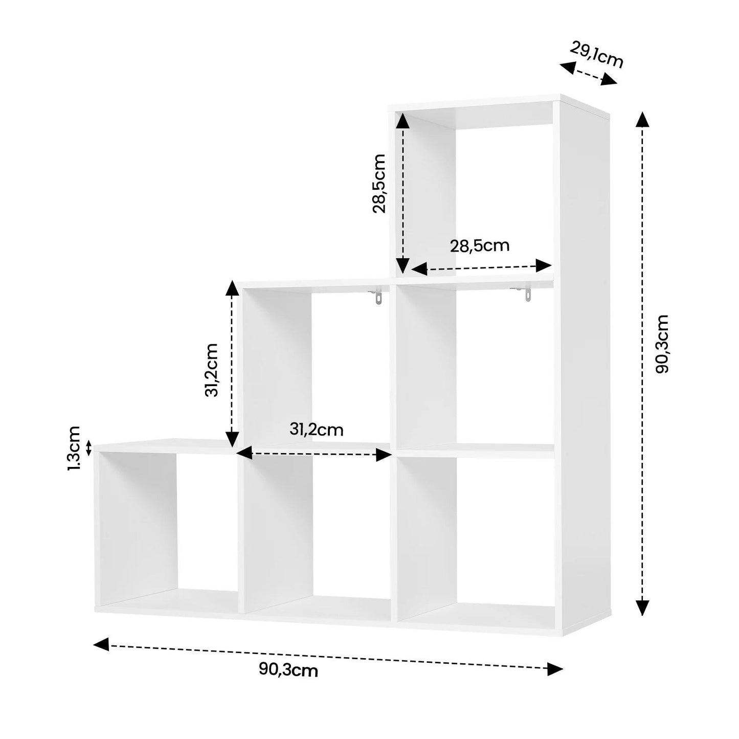 Book Display Storage White Bookshelf Bookcase with 6 Compartments Cabinet for Toys Organizer Living Room Bedroom - Buy Cheaply Furniture