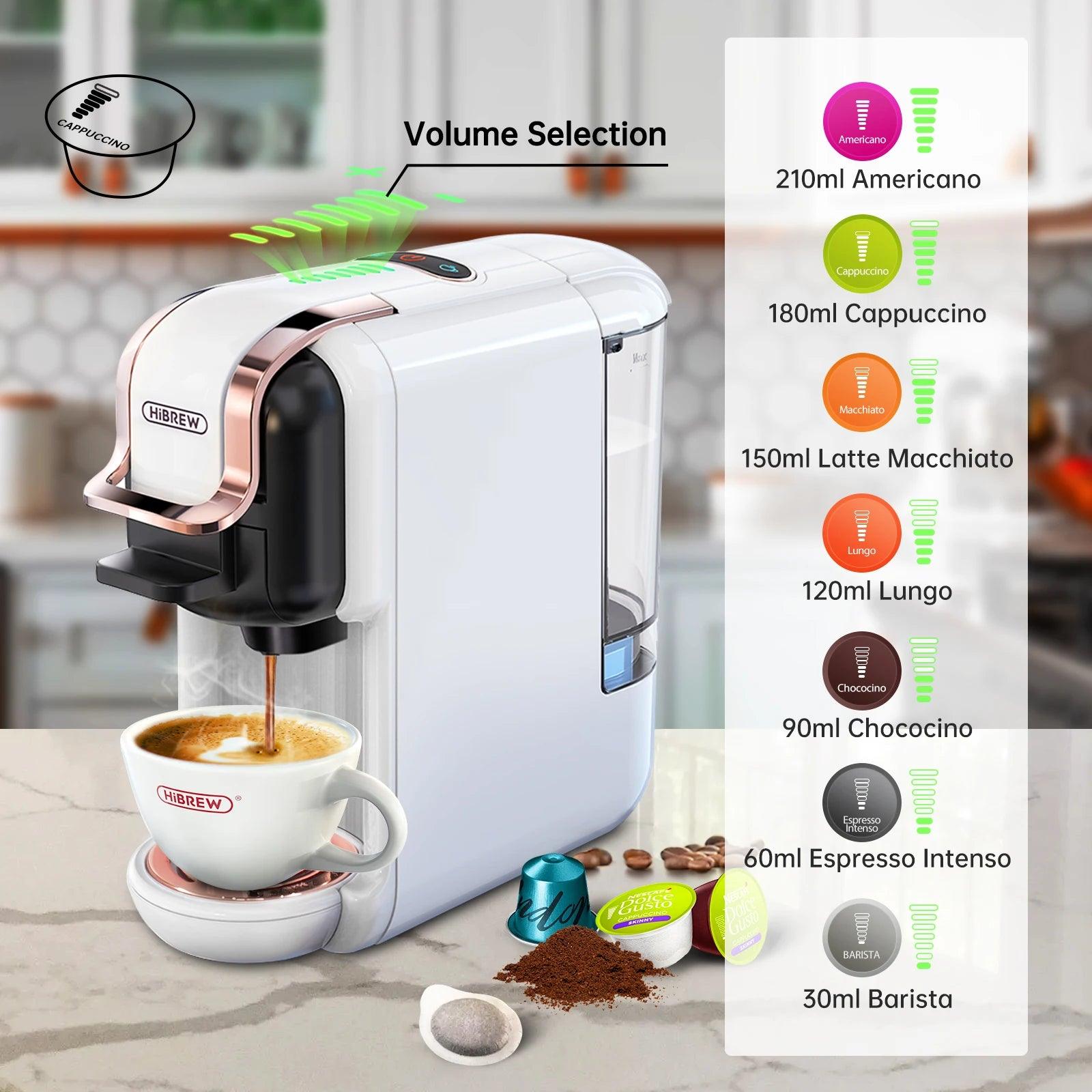 HiBREW Multiple Capsule Coffee Machine, Hot/Cold Dolce Gusto Milk Nespresso Capsule ESE Pod Ground Coffee Cafeteria 19Bar 5 in 1 - Buy Cheaply Furniture