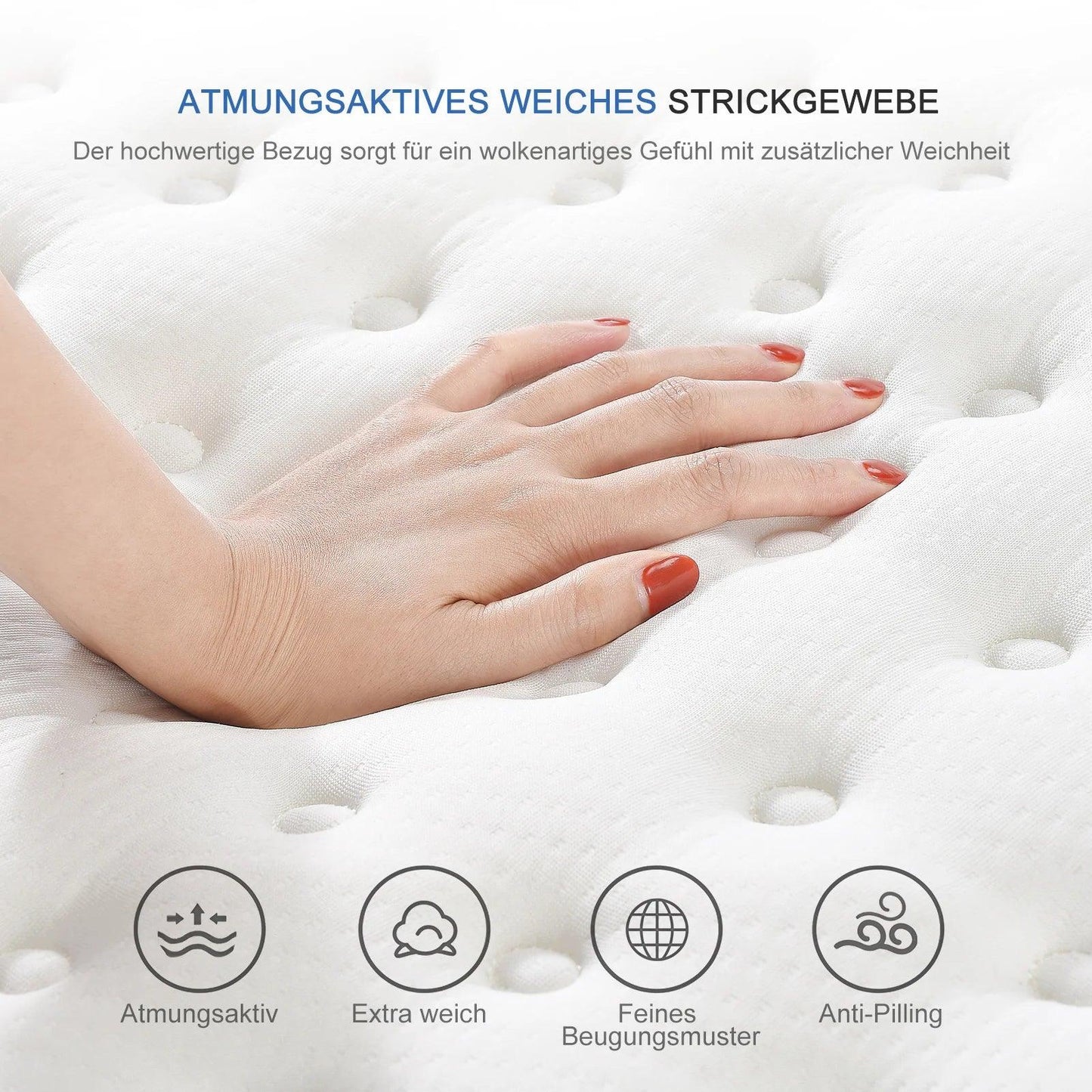 140*200CM Mattress pocket spring 24 cm pocket spring mattress medium hardness 240G knitted fabric curved anti-collision design - Buy Cheaply Furniture