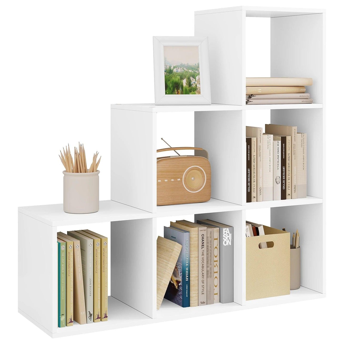 Book Display Storage White Bookshelf Bookcase with 6 Compartments Cabinet for Toys Organizer Living Room Bedroom - Buy Cheaply Furniture