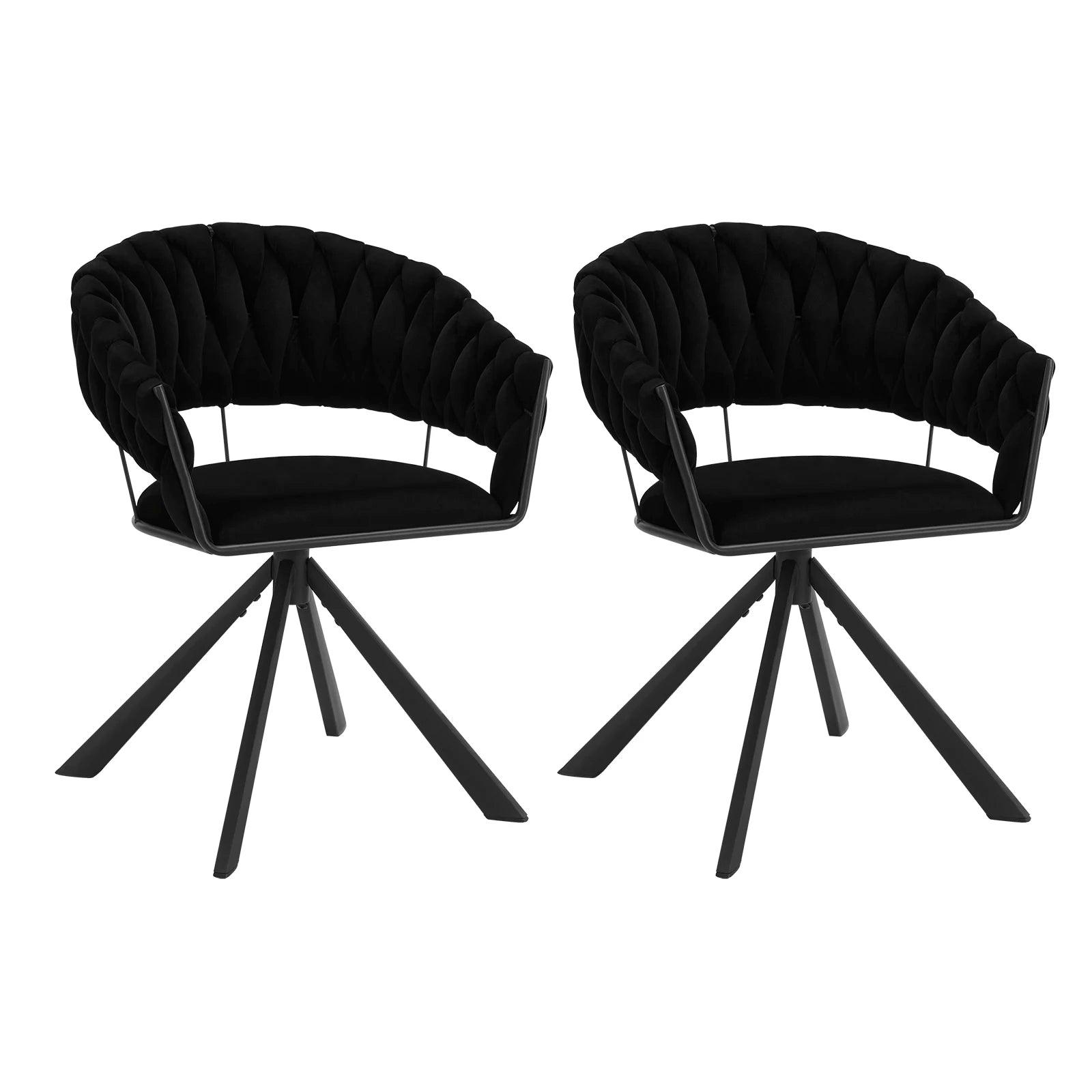 2pcs/set Swivel Dining Chairs Upholstered Padded Kitchen Chairs Modern Velvet Chair Armrest for Bedroom Living Room - Buy Cheaply Furniture