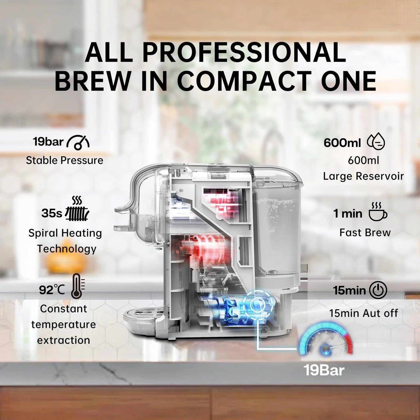 HiBREW Multiple Capsule Coffee Machine, Hot/Cold Dolce Gusto Milk Nespresso Capsule ESE Pod Ground Coffee Cafeteria 19Bar 5 in 1 - Buy Cheaply Furniture