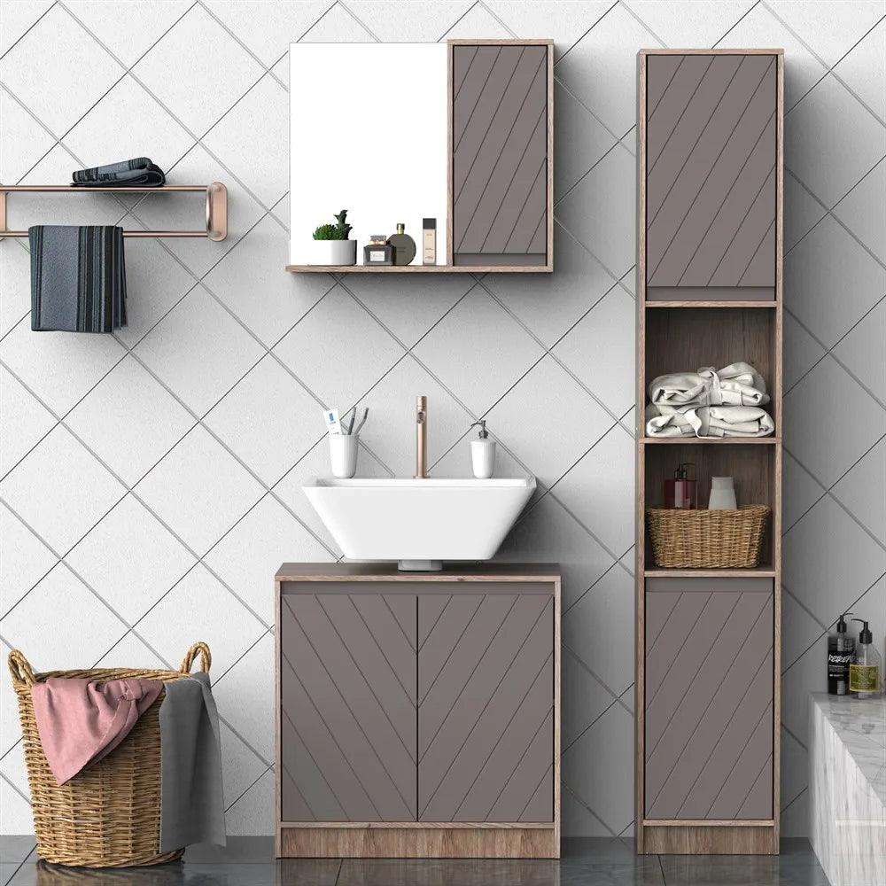 HOMCOM bathroom cabinet with mirror with adjustable door and shelf 57x14,2x49,2 cm - Buy Cheaply Furniture