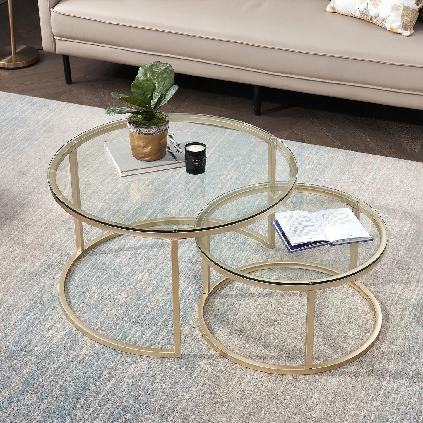 2 in 1 Iron Coffee Table Fashion Small Apartment Living Room Coffee Table Tempered Glass Round Sofa Side Coffee Table - Buy Cheaply Furniture