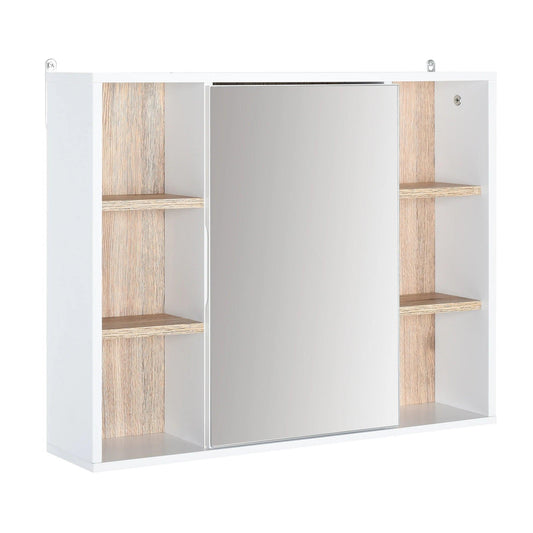 HOMCOM bathroom cabinet with mirror with Interior space and open shelves - Buy Cheaply Furniture