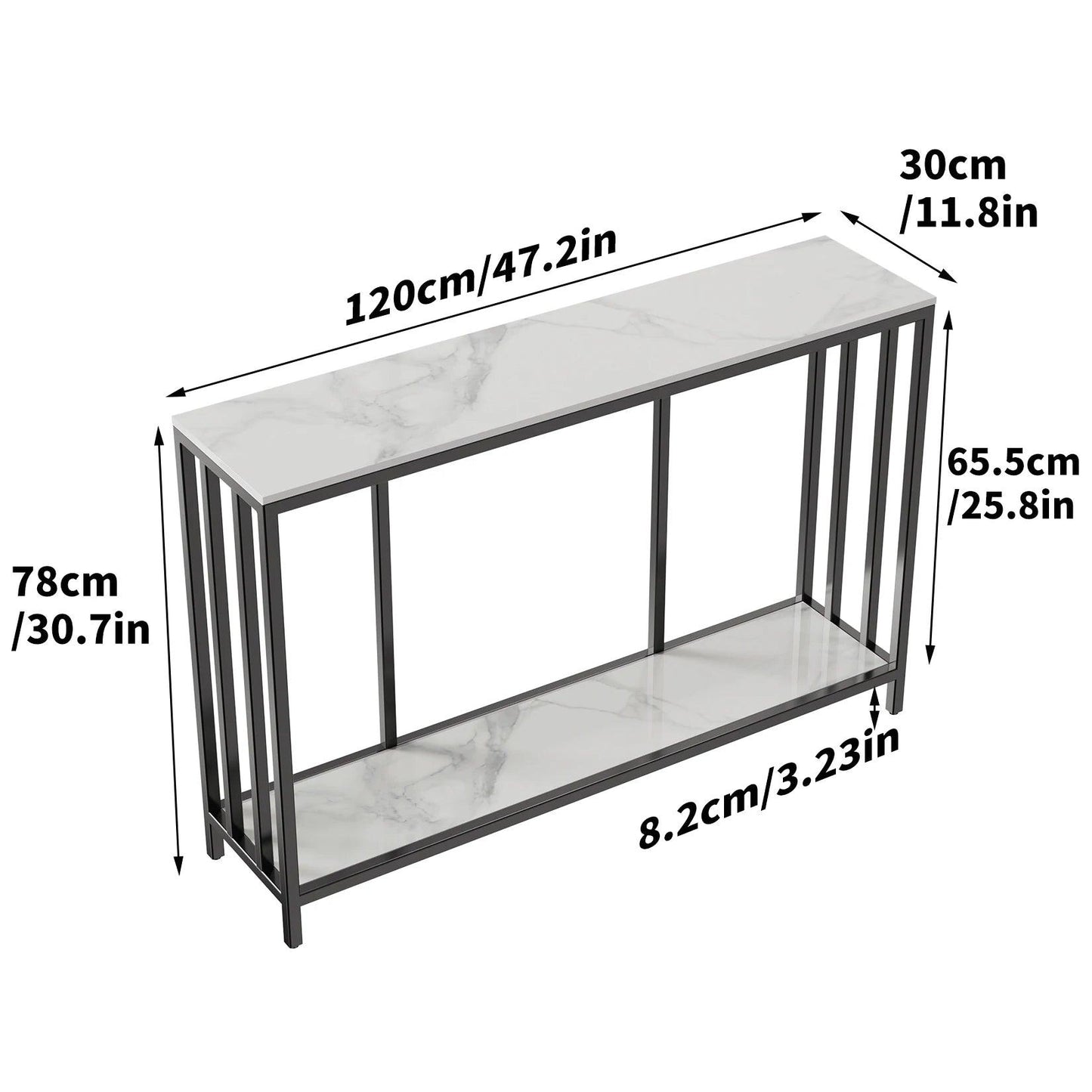 47.2” Long Modern Console Table, Sintered Stone Entryway Table, Narrow Table Sofa Table with Metal Base, Entry Table Foyer - Buy Cheaply Furniture