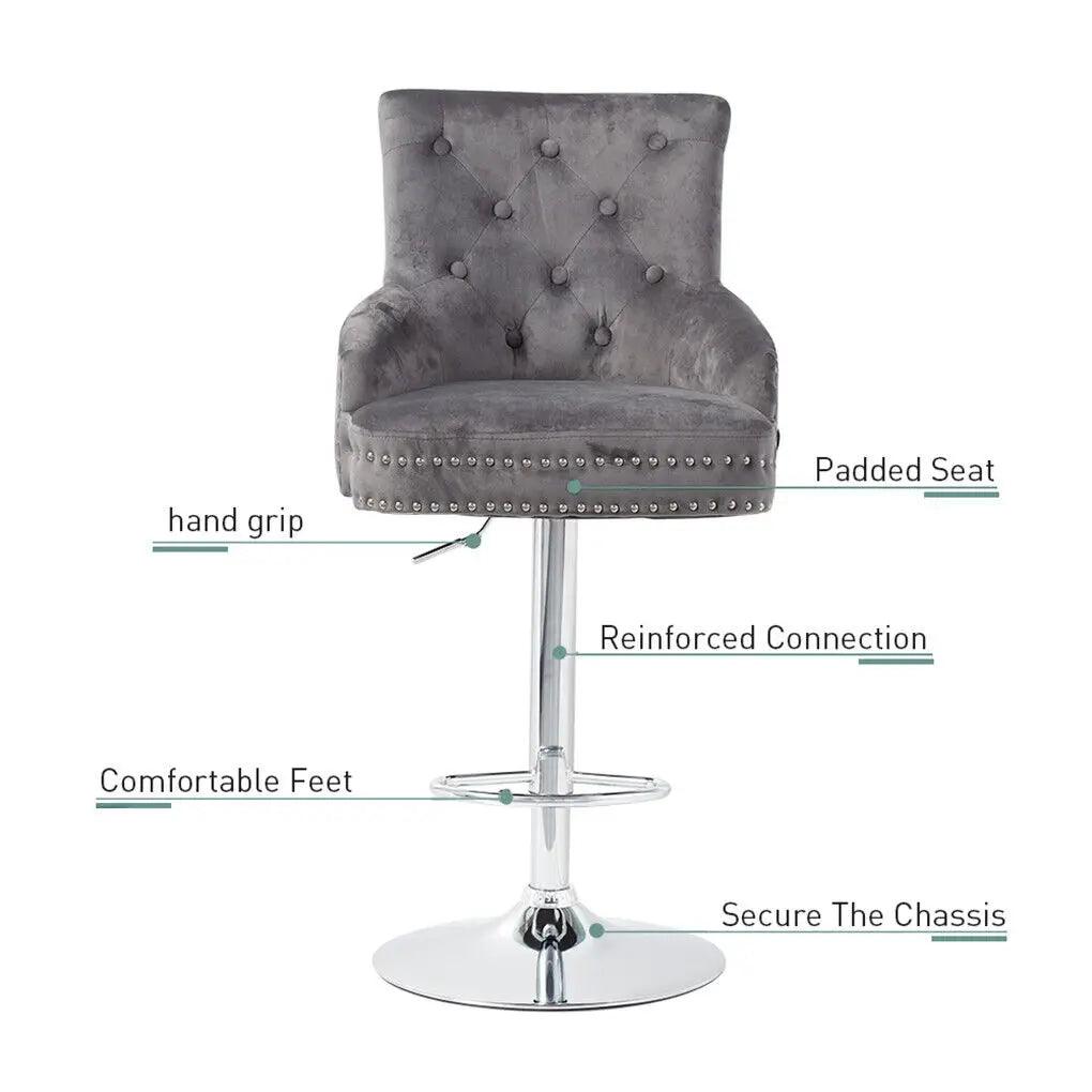 Luxury Bar Stool Dining Chairs Swivel Bar Stools Velvet Upholstered Lion Knocker for Home,Bar Table - Buy Cheaply Furniture