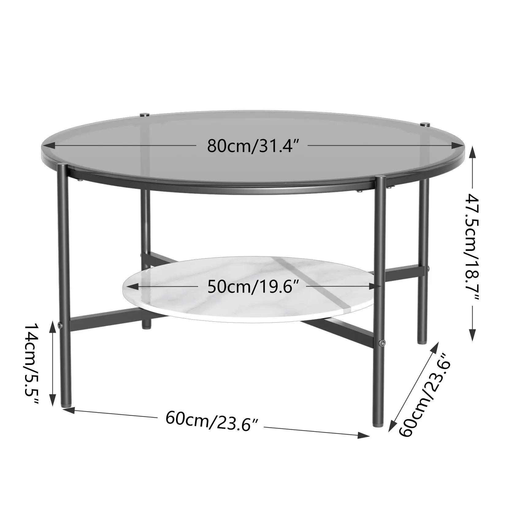 Glossy Glass Coffee Table, Centre Table with Slate Shelf, Minimalist Furniture, Living Room Tea Table, 2 Tier - Buy Cheaply Furniture