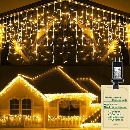 Christmas Festoon Led Icicle Curtain Lights Outdoor 4M(W)*0.6M(H) White Flash Fairy String Light Clear Wire New Year Decorations - Buy Cheaply Furniture