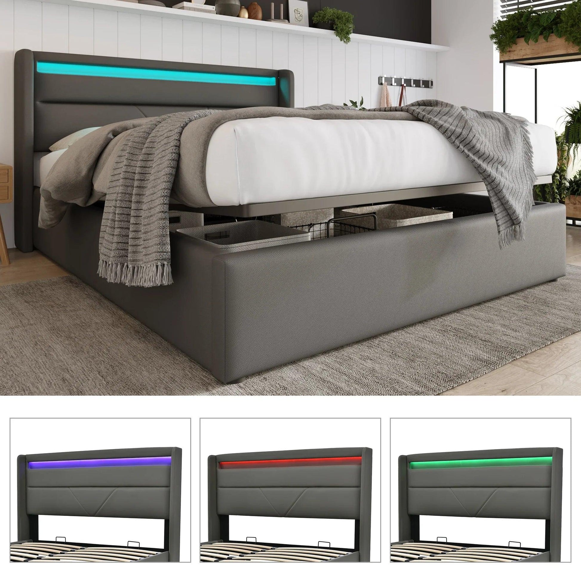 Double Bed With LED Lighting - Buy Cheaply Furniture