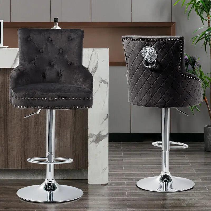 Luxury Bar Stool Dining Chairs Swivel Bar Stools Velvet Upholstered Lion Knocker for Home,Bar Table - Buy Cheaply Furniture