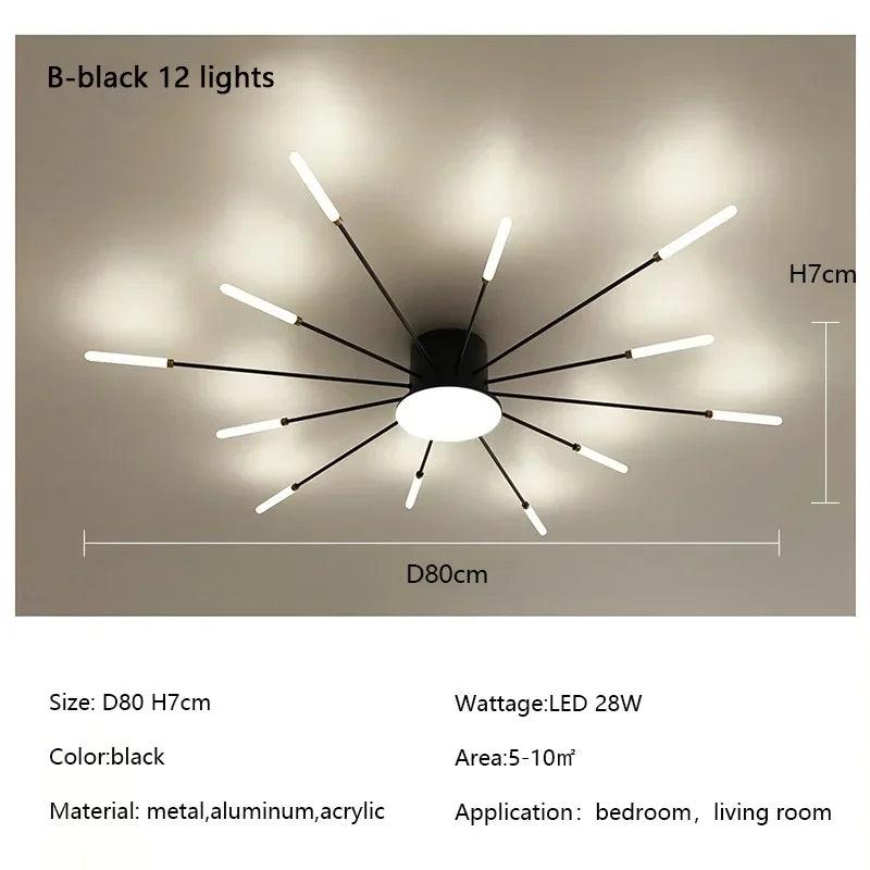 Modern Firework Led Chandeliers Lighting Lamp Home Decor Living Room Ceiling Lights Luminaria Bedroom Black Gold Spiral Lamparas - Buy Cheaply Furniture