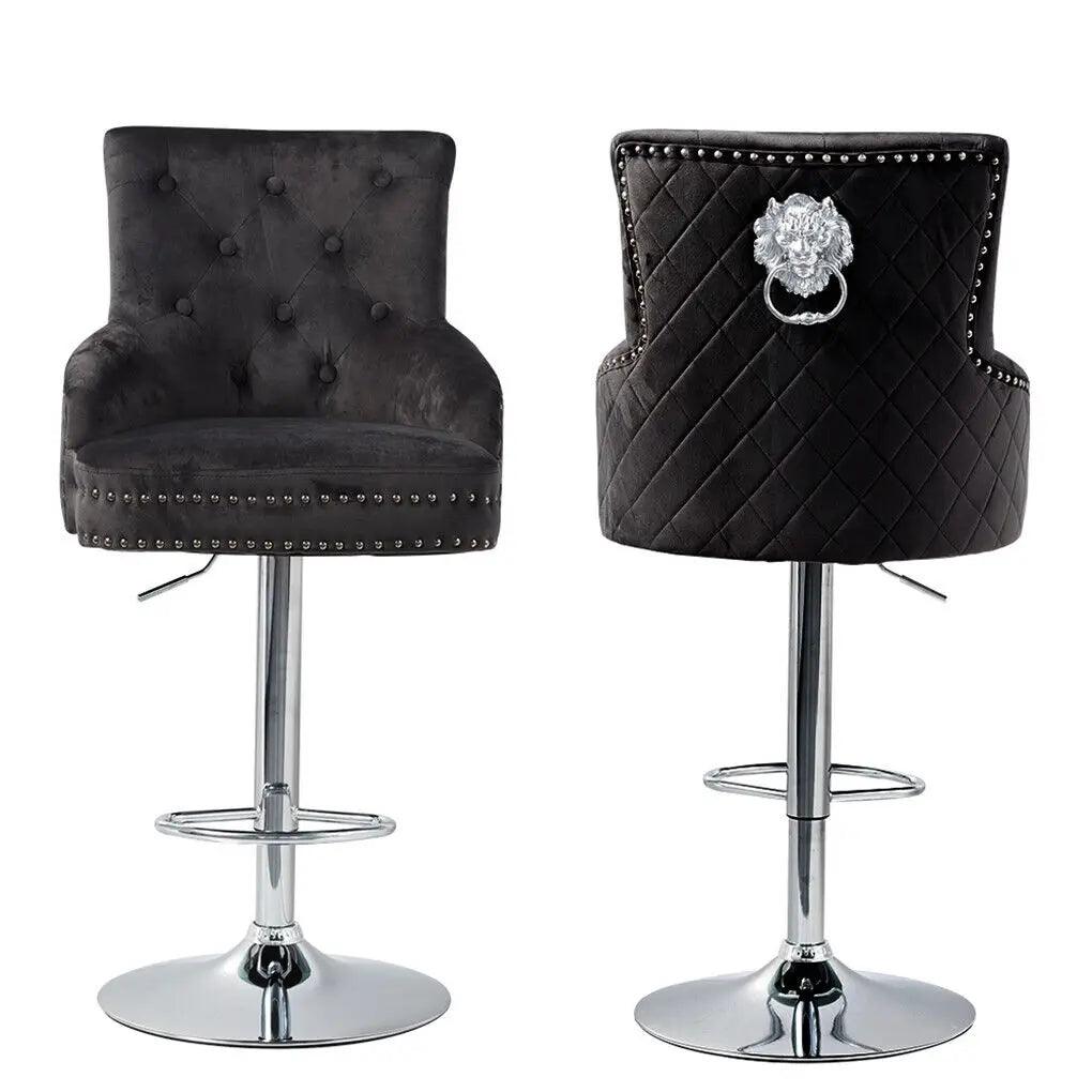 Luxury Bar Stool Dining Chairs Swivel Bar Stools Velvet Upholstered Lion Knocker for Home,Bar Table - Buy Cheaply Furniture