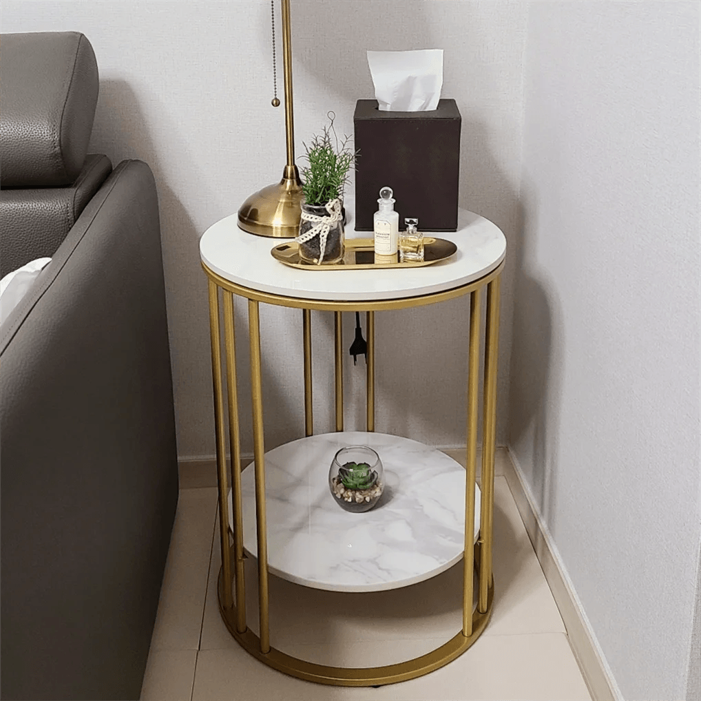 Round Marble Coffee Table Sofa Side Table Living Room Home Furniture Metal Frame 3 Colors - Buy Cheaply Furniture