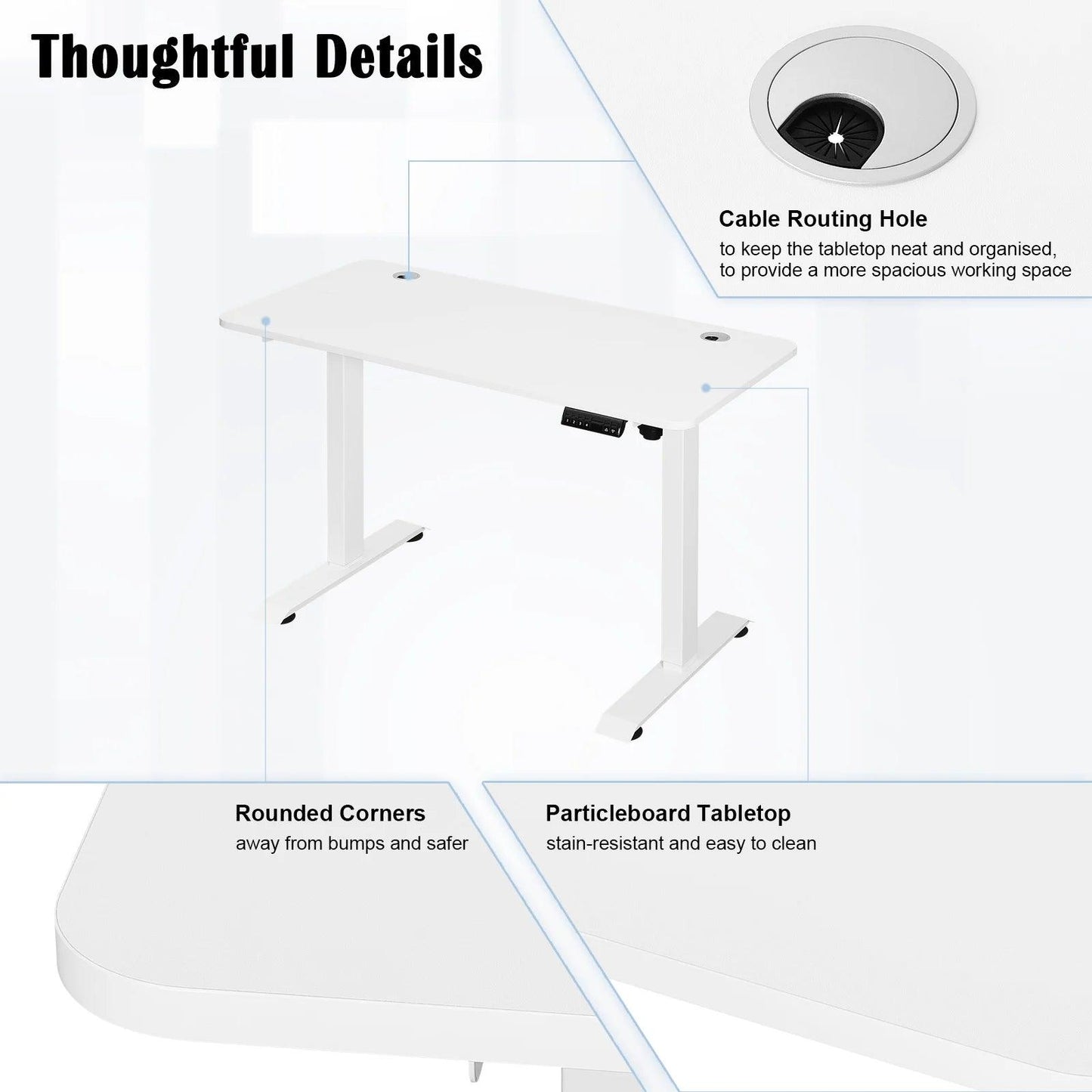 Electric Steel Standing Gaming Table 120x60cm Height Adjustable Computer Office Desk with 4 Memory Controls for Home - Buy Cheaply Furniture