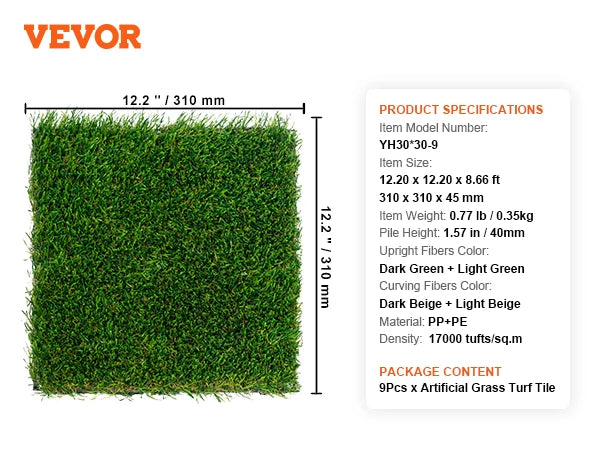 VEVOR Artifical Grass Rug Green Turf 1.38/1.57" Fake Door Mat Outdoor Patio Lawn Decoration Easy to Clean with Drainage Holes - Buy Cheaply Furniture