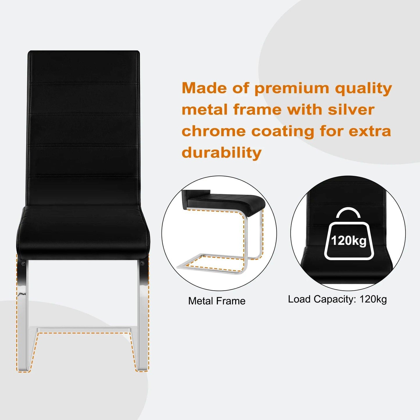 2PCS/SET Dining Chair Ergonomic Chair Padded Sled Base High Back Cantilever Chair for Kitchen Living Room Office Balcony - Buy Cheaply Furniture