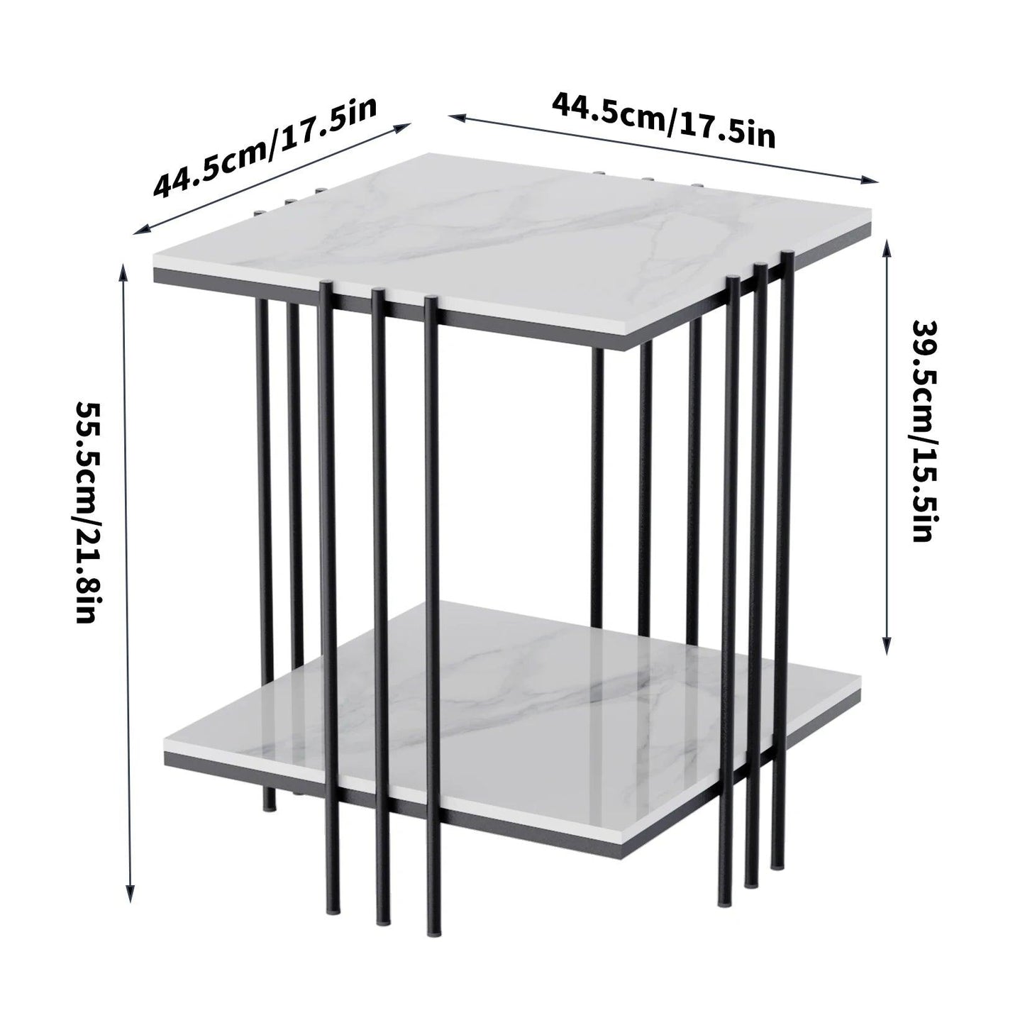 Double Tier Marble Sofa Side End Table Bedside Tables Storage Nesting Table Furniture Black Metal - Buy Cheaply Furniture