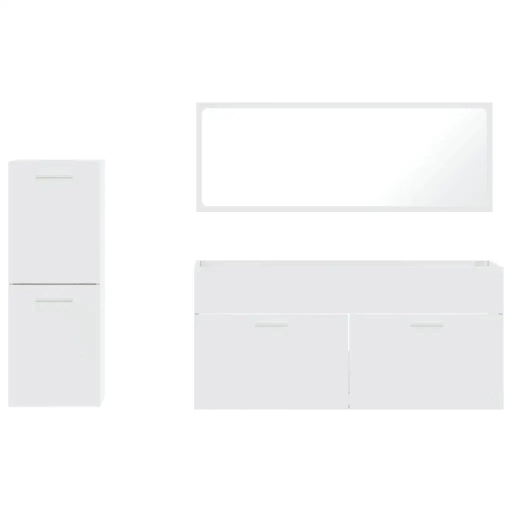 3-Piece High Gloss White Bathroom Furniture Set - Durable MDF Material - Buy Cheaply Furniture