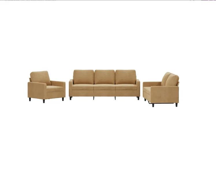 3-piece sofa set with yellow velvet cushion - Buy Cheaply Furniture