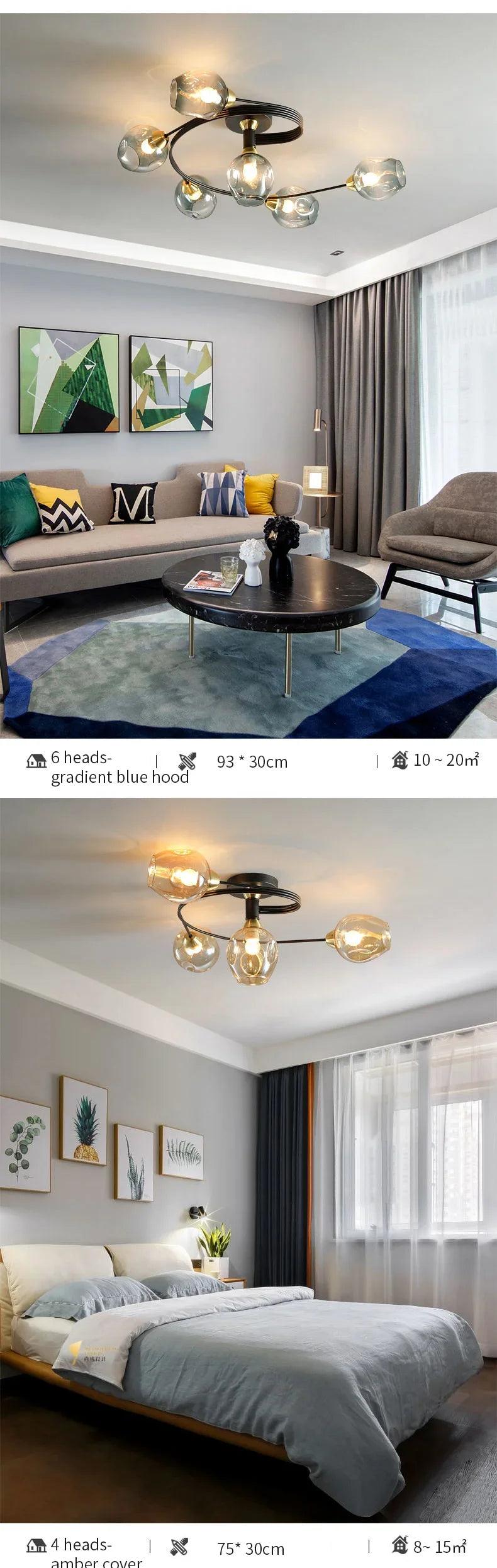 Nordic Minimalist LED Ceiling Light Modern Molecular Glass Lamp Living Room Dining Kitchen Bedroom Lighting Fixtures - Buy Cheaply Furniture