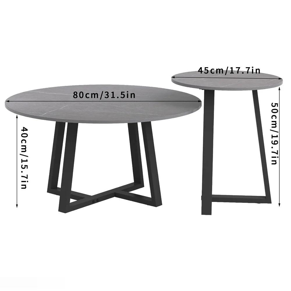 Round Modern Marble Nesting Coffee Set of 2, Stacking Living Room Accent Tables Furniture Sintered Stone Tabletop End Table - Buy Cheaply Furniture