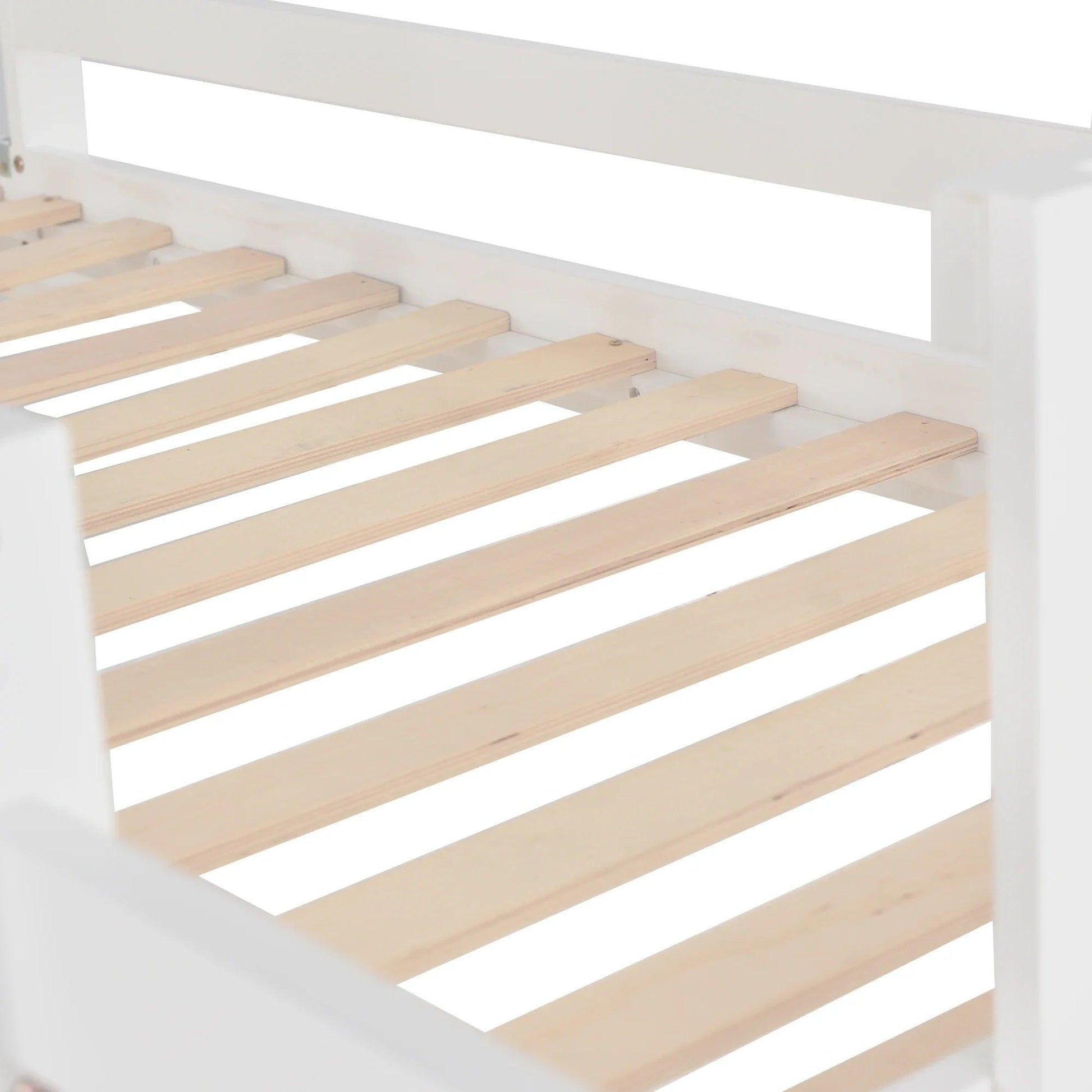 VSOGA Bunk Bed With Stairs And Slide, Solid Pine Frame, Cot With 2 Drawers On The Stairs, 90x200cm - Buy Cheaply Furniture