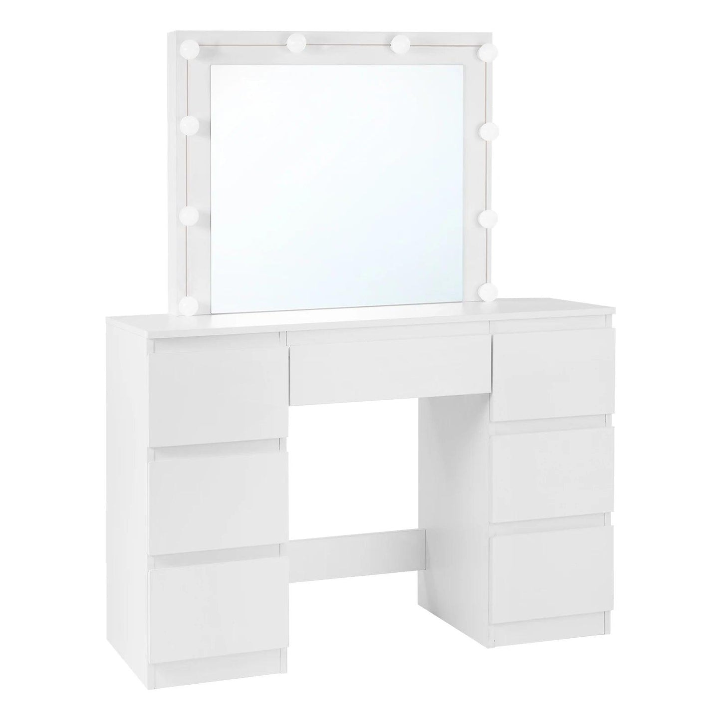 Vanity Dressing Table with LED Lighting Adjustable Brightness Cosmetic Table Large Mirror 7 Drawers for Girls Women Bedroom - Buy Cheaply Furniture