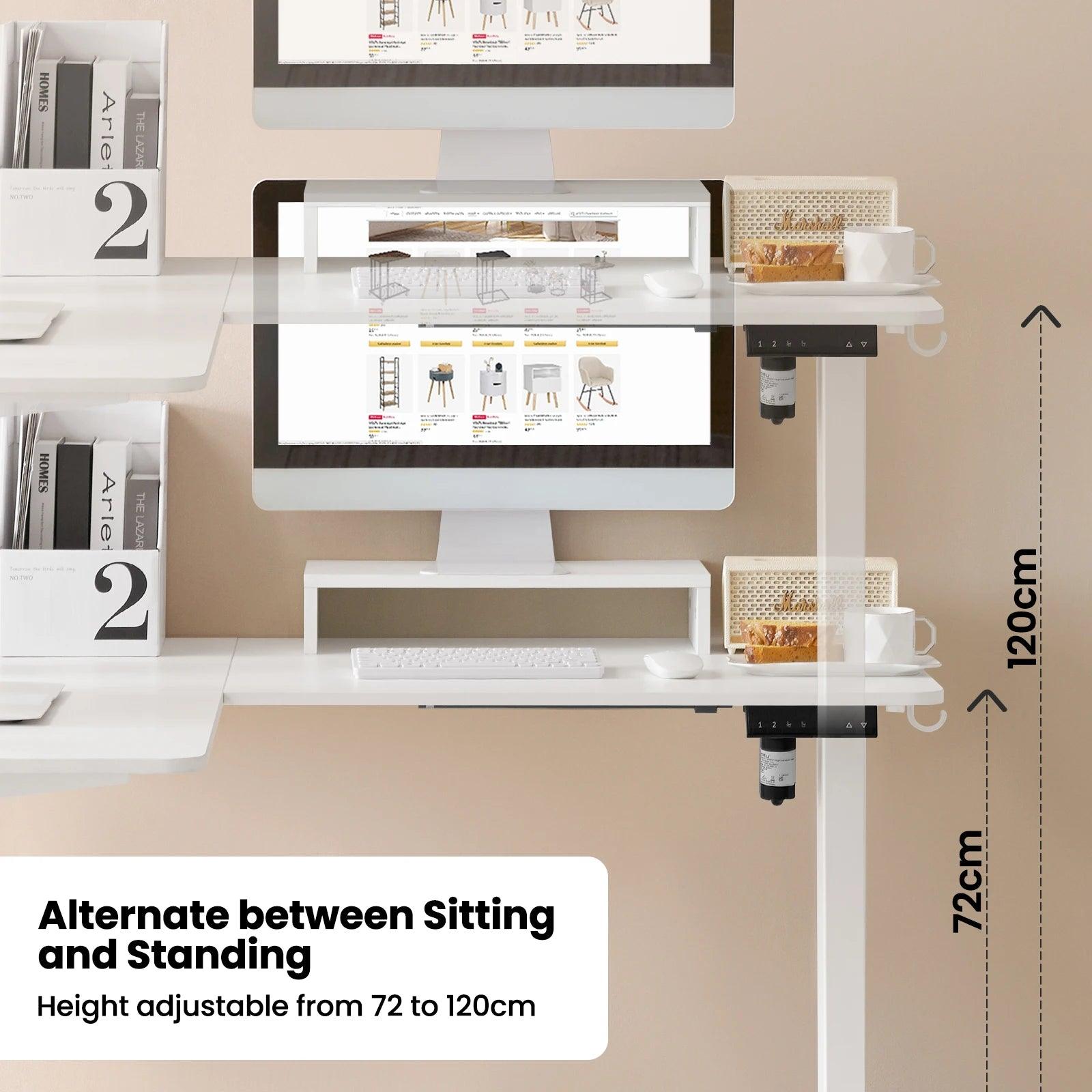 Electric L-shaped Sit Stand Desk Corner Table 140x120cm Height Adjustable Computer Desk with 4 Memory Controls Monitor Stand - Buy Cheaply Furniture