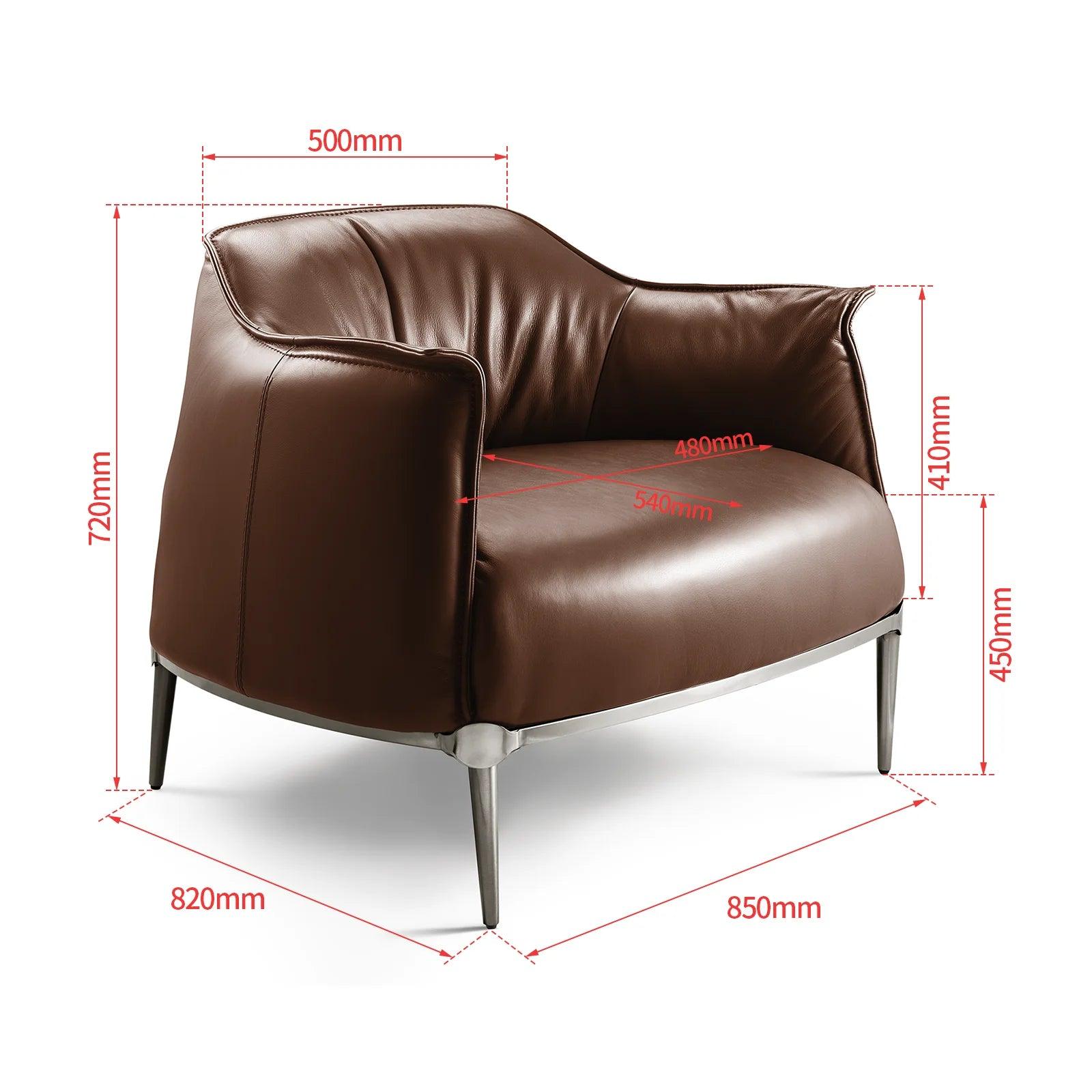 Armchair Genuine Leather Accent Chair Living Room Chair with Carbon Steel Feet Single Sofa Chair for Office Waiting Room Cafe - Buy Cheaply Furniture