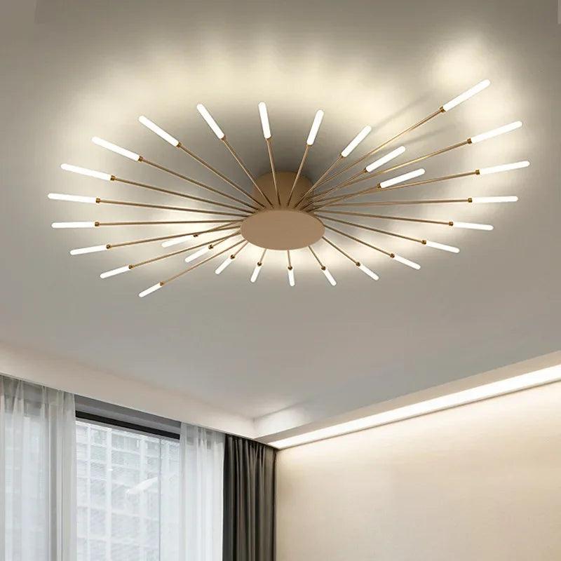 Modern Firework Led Chandeliers Lighting Lamp Home Decor Living Room Ceiling Lights Luminaria Bedroom Black Gold Spiral Lamparas - Buy Cheaply Furniture