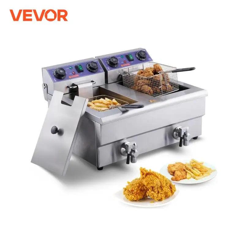 VEVOR Commercial Electric Deep Fryer w/Dual Tanks 12L 3000W Stainless Steel Countertop Fryer for Fried Chicken French Fries - Buy Cheaply Furniture