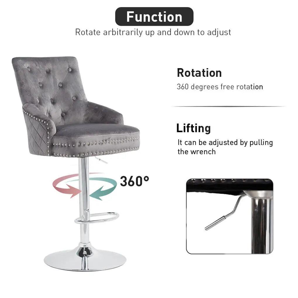 Luxury Bar Stool Dining Chairs Swivel Bar Stools Velvet Upholstered Lion Knocker for Home,Bar Table - Buy Cheaply Furniture