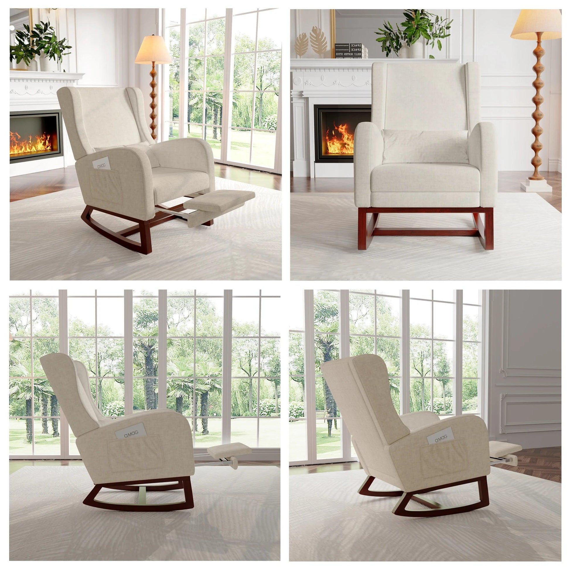 Modern Style Rocking Chair With leg support,High Back Padded Sliding Chair for Living Room.Suitable for Living Room and Bedroom - Buy Cheaply Furniture