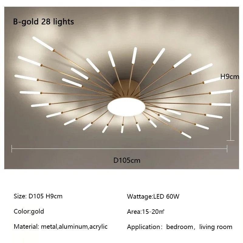 Modern Firework Led Chandeliers Lighting Lamp Home Decor Living Room Ceiling Lights Luminaria Bedroom Black Gold Spiral Lamparas - Buy Cheaply Furniture