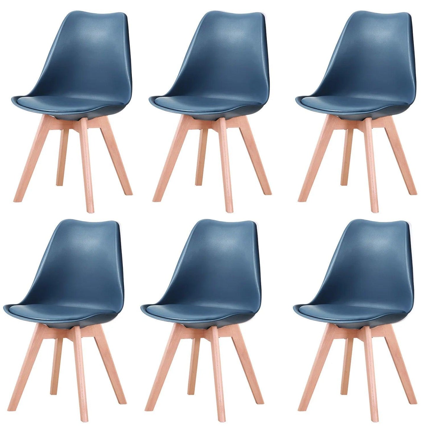 A Set of 6 Nordic Medieval Dining Chairs PU Padded Seat Beech Wood Legs Desk Chairs for Dining Room Bedroom Balcony Restaurant - Buy Cheaply Furniture