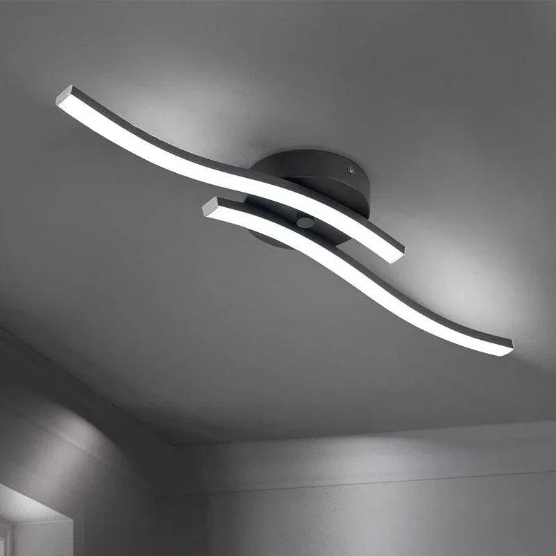 LED Ceiling Light Black Wave Ceiling Light Modern Multihead Long Corridor Living Room Balcony Bedroom Home Decor Lighting Lustre - Buy Cheaply Furniture