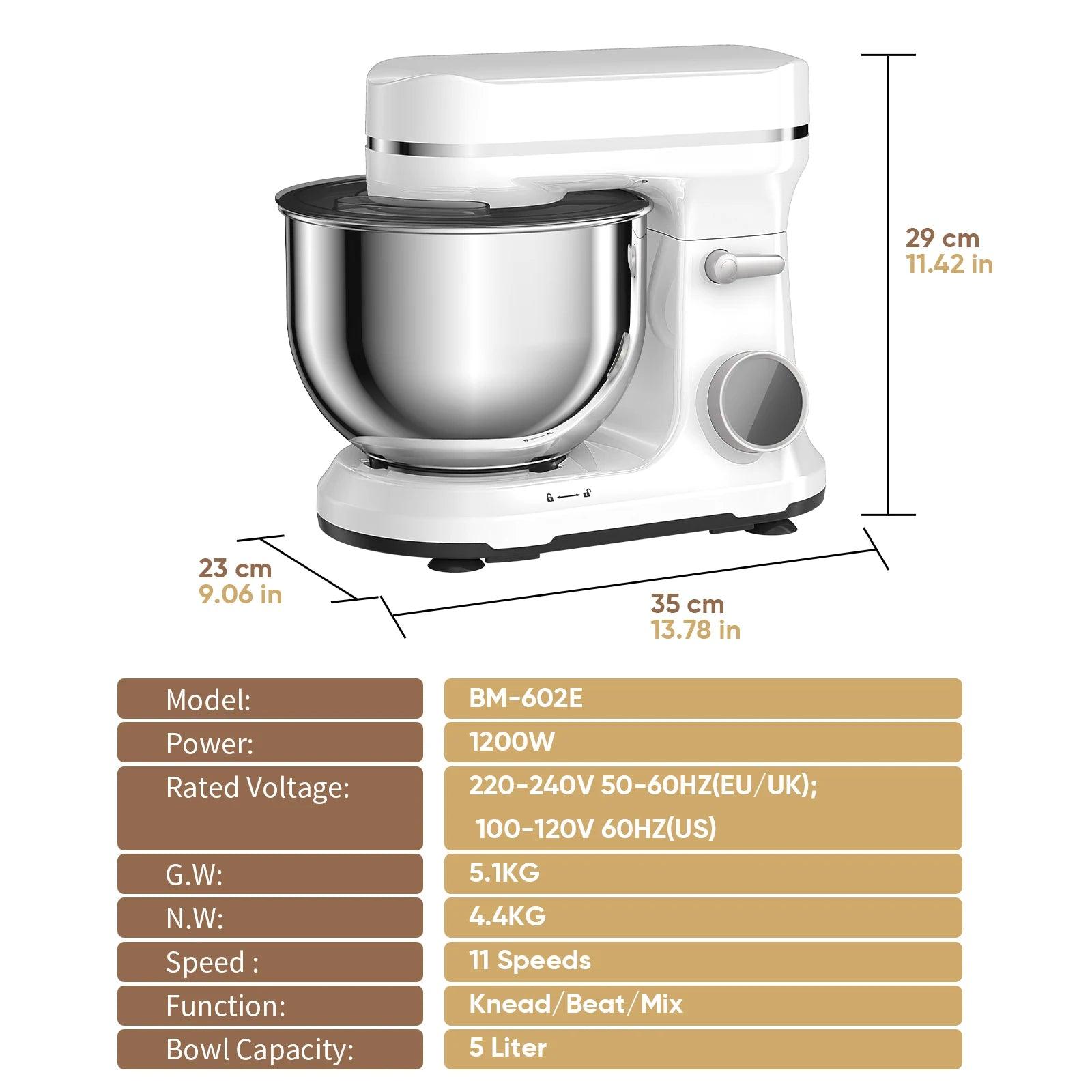 BioloMix Kitchen Food Stand Mixer, 1200W 11-Speeds DC Motor, Digital OLED Screen, Electric Food Mixer with Dough Hook, Whisk - Buy Cheaply Furniture