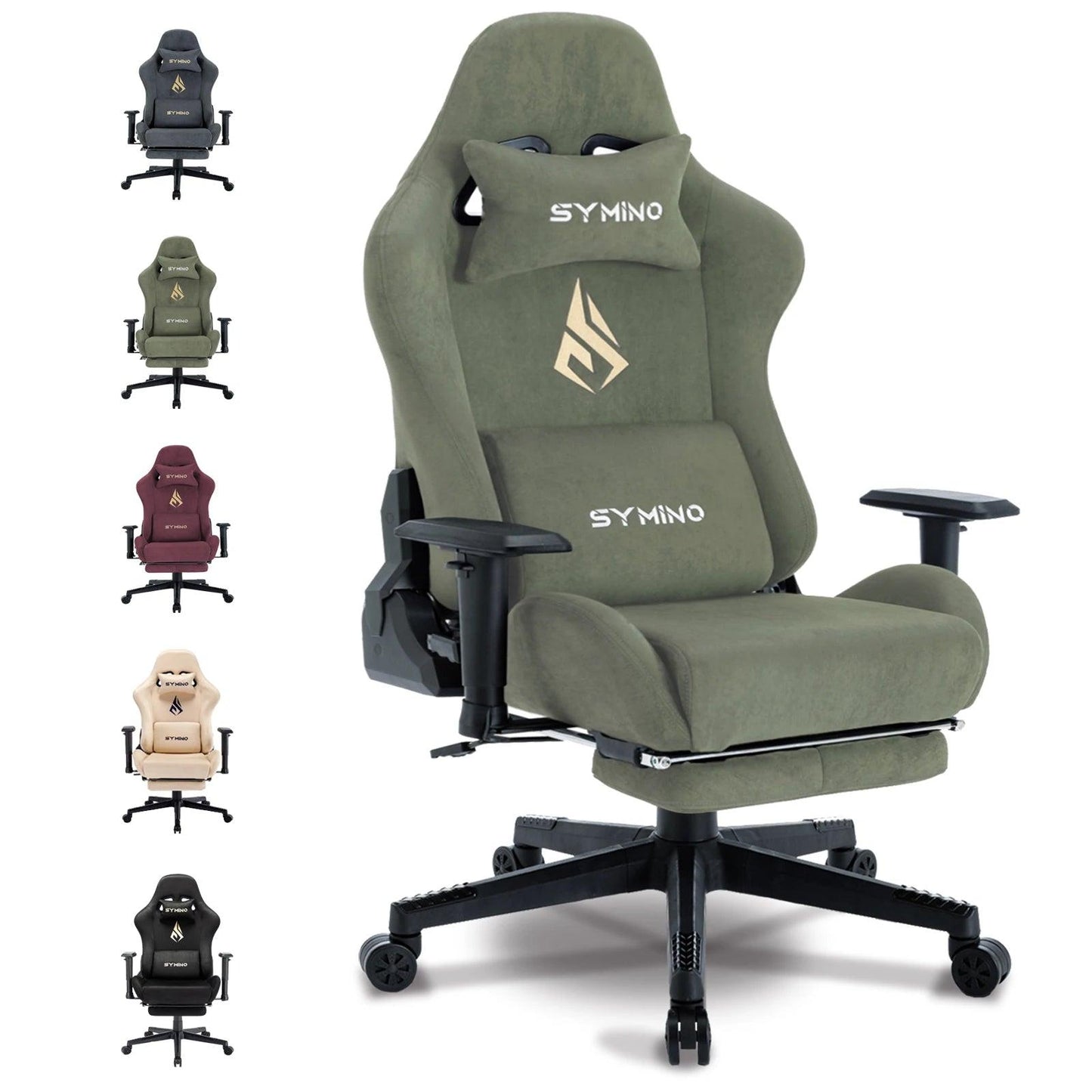 Symino Gaming Chair, Ergonomic Gamer Chair with Footrest, Breathable PC Chair with Adjustable Lumbar Cushion, Headrest Cushion - Buy Cheaply Furniture