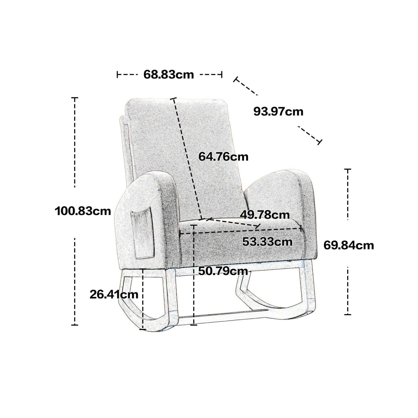 Soft rocking chair for the children's room, padded high back, accent sliding rocking chair for the living room. - Buy Cheaply Furniture