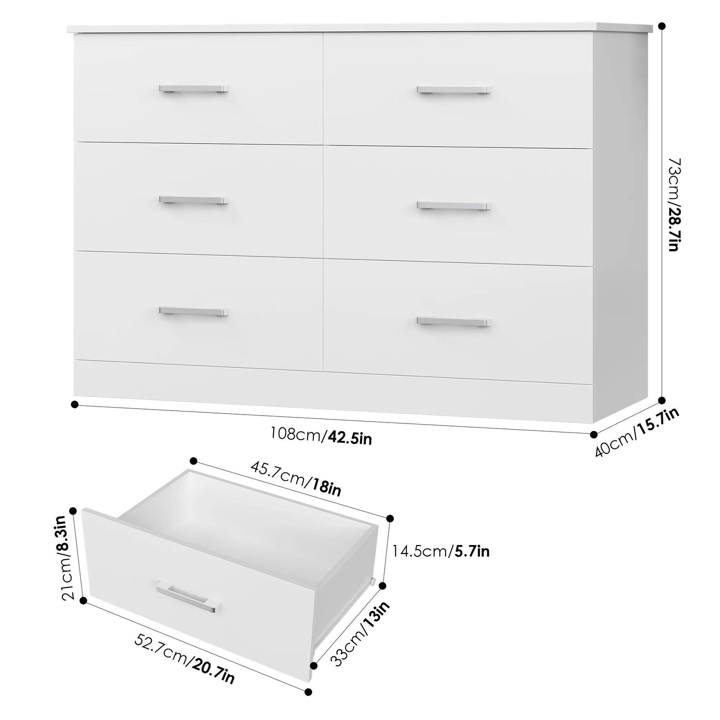 Getone Bedroom Chest of Drawers White Storage Cabinet for Bedroom Sideboard Dresser Wooden 108x73x40cm - Buy Cheaply Furniture