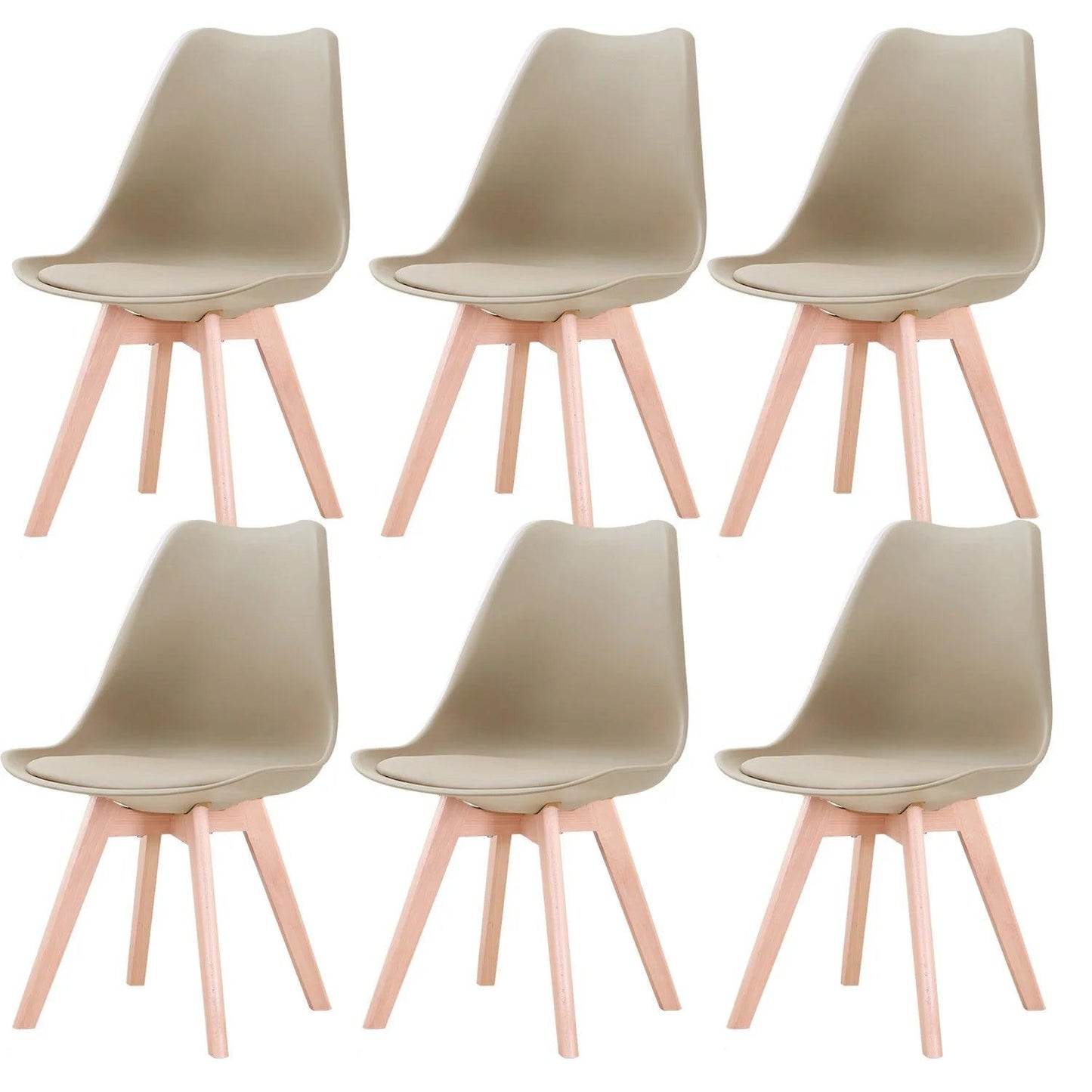 A Set of 6 Nordic Medieval Dining Chairs PU Padded Seat Beech Wood Legs Desk Chairs for Dining Room Bedroom Balcony Restaurant - Buy Cheaply Furniture