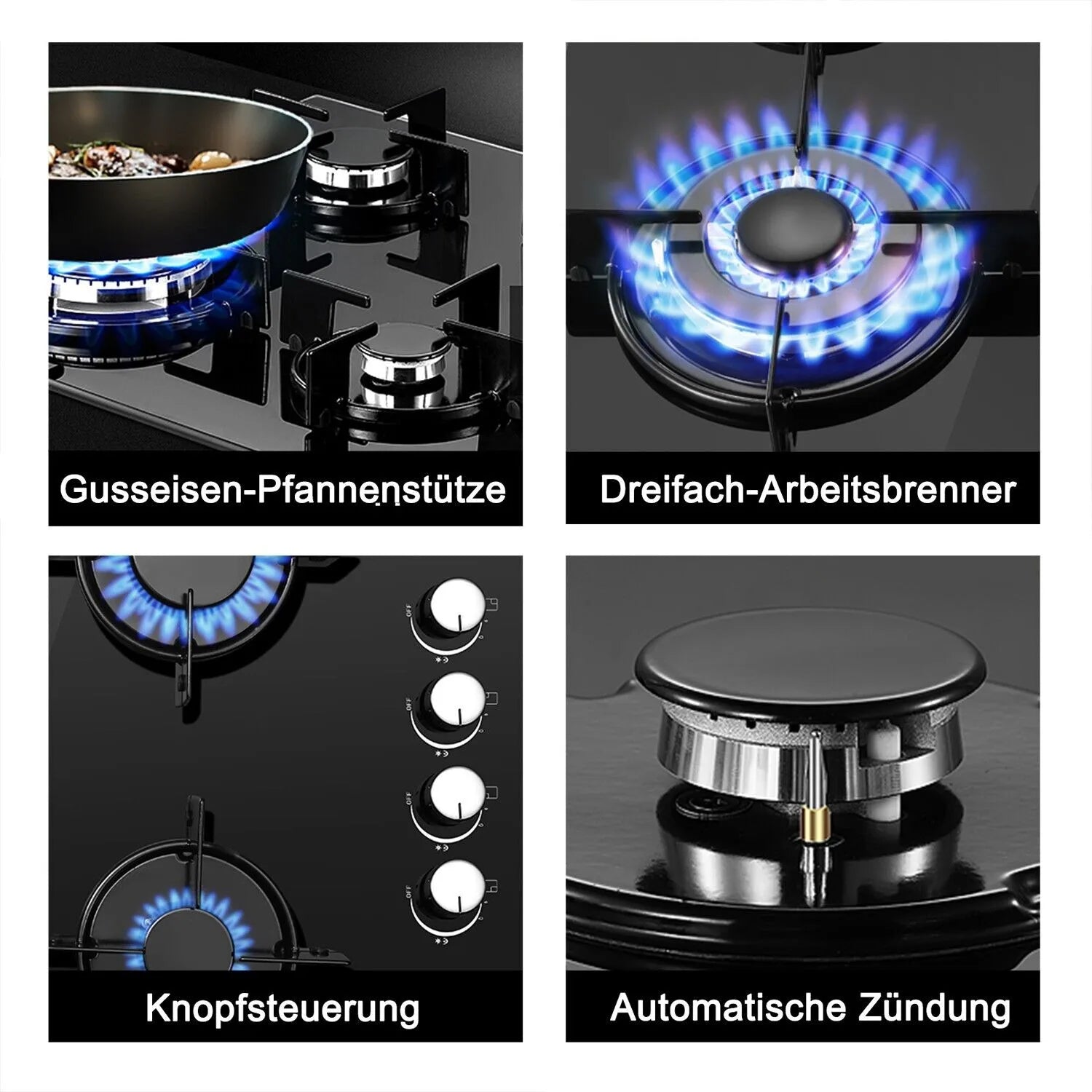 TopStrong 4 burner 60cm glass ceramic built-in stove natural gas propane gas hob - Buy Cheaply Furniture