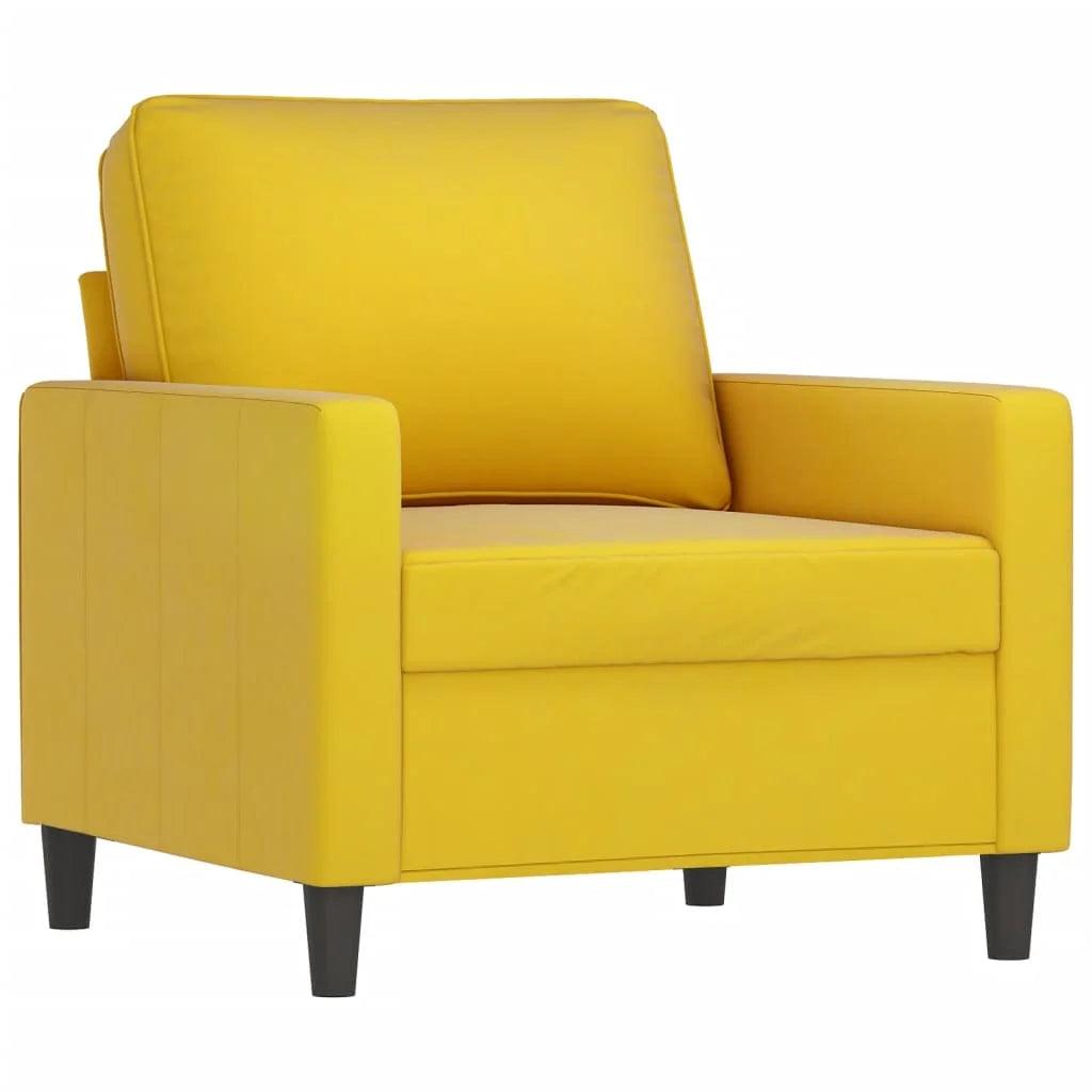 3-piece sofa set with yellow velvet cushion - Buy Cheaply Furniture