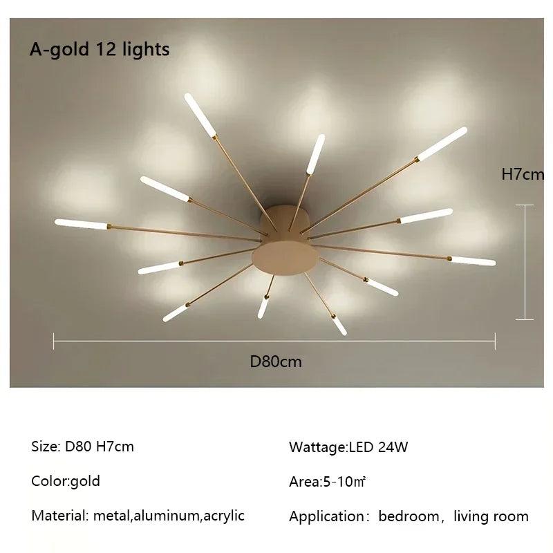 Modern Firework Led Chandeliers Lighting Lamp Home Decor Living Room Ceiling Lights Luminaria Bedroom Black Gold Spiral Lamparas - Buy Cheaply Furniture