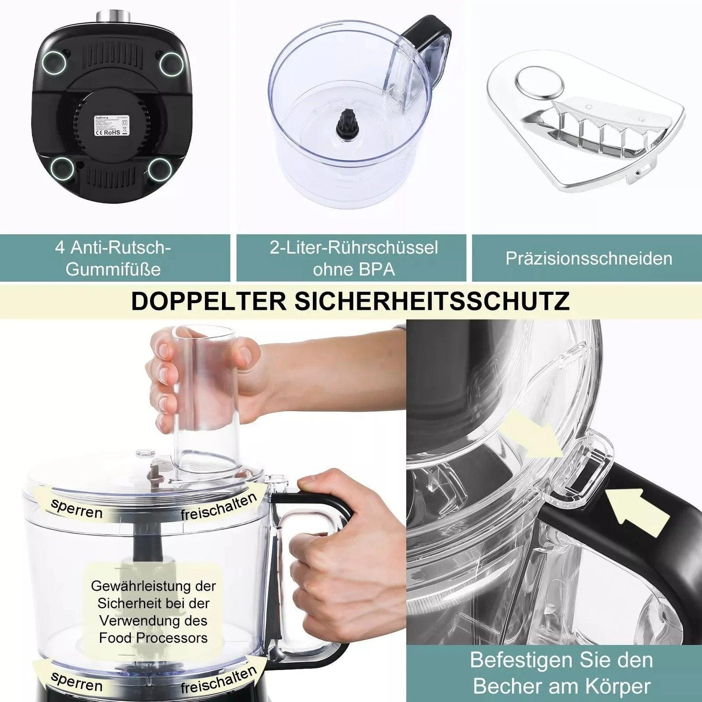 Topstrong 800W 8-in-1 Meat Grinder 3 speeds Kitchen Food Processor EUFP421 - Buy Cheaply Furniture